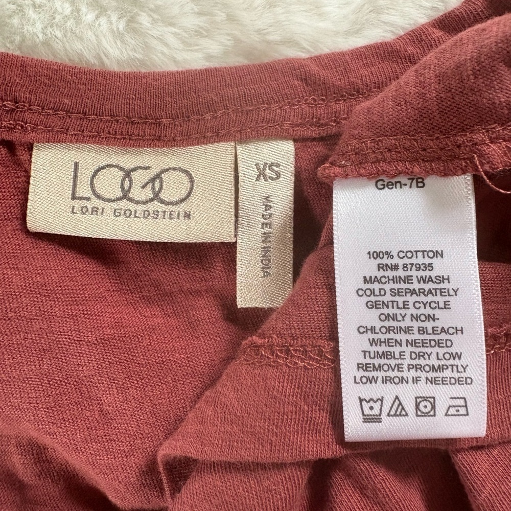 Logo by Lori Goldstein 3/4 Sleeves High/low Cotton Top tunic Sz: XS - Picture 7 of 7